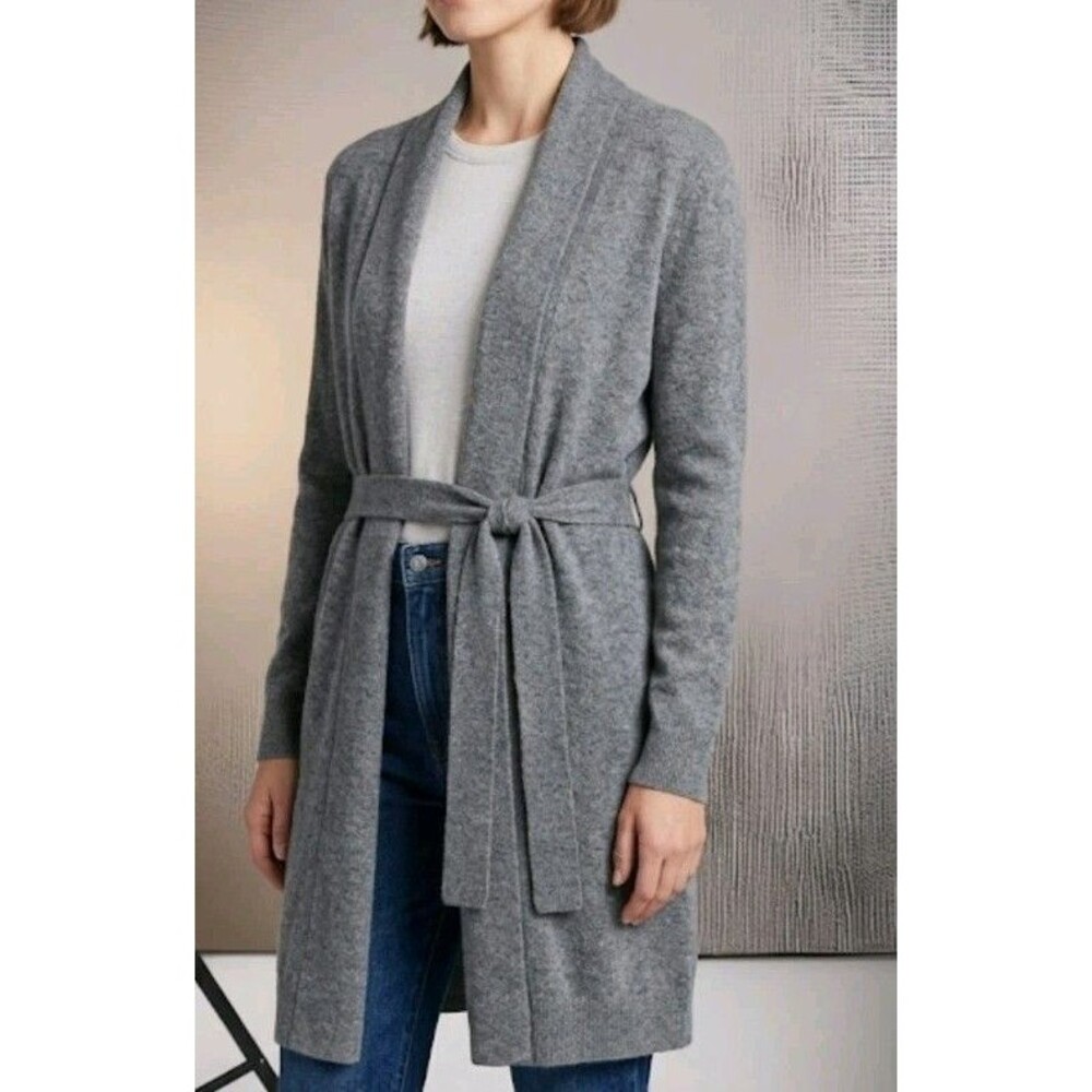 Eureka Christos Garkinos Sweater Cardigan Gray Size XS Midi Length Tie